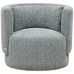 Дизайнерское мягкое кресло с круглой мягкой спинкой в голубой пестрой обивке Roux Round Armchair варинант исполнения - 3 | Loft Concept в Костроме