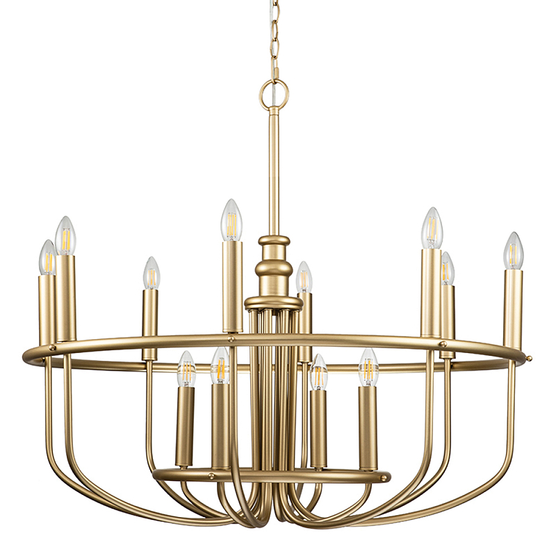  Люстра круглая двухъярусная цвета латунь с 12-ю лампами Kichler Латунь в Костроме | Loft Concept 