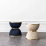 Дизайнерский журнальный стол фактурный с круглой белой столешницей Luler варинант исполнения - 2 | Loft Concept в Костроме