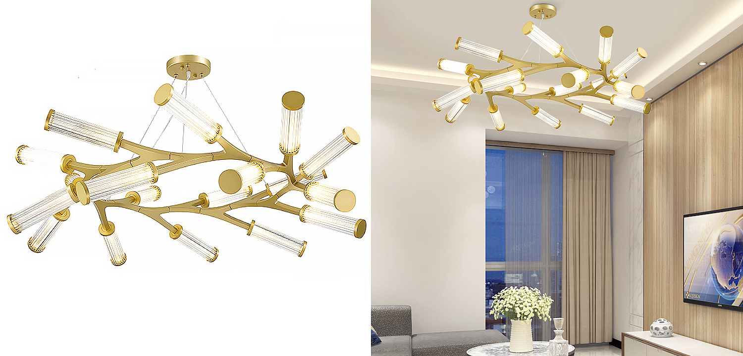Люстра Cylinder Branches Chandelier Ring Gold Люстра Cylinder Branches Chandelier Ring Gold - Loft-Concept в Костроме