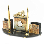 Настольный письменный набор из камня офиокальцит и бронзы с декором в виде льва Successful Leader варинант исполнения - 2 | Loft Concept в Костроме