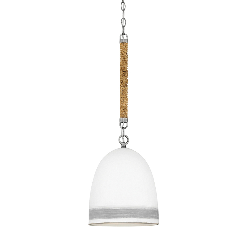 Подвесной светильник белый колоколообразный с декоративной обмоткой из веревки Hinkley Никель Белый Бежевый в Костроме | Loft Concept 