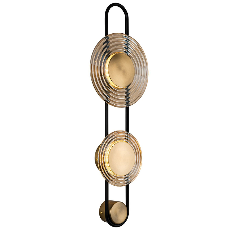Бра со стеклянными плафонами в форме дисков Savio Brown Glass Disc Light Коричневый Латунь Черный Бра со стеклянными плафонами в форме дисков Savio Brown Glass Disc Light Коричневый Латунь Черный в Костроме | Loft Concept