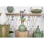 Кувшин зеленого цвета из фарфора с бронзовой крышкой и изогнутой ручкой Eden Garden porcelain and bronze варинант исполнения - 4 | Loft Concept в Костроме