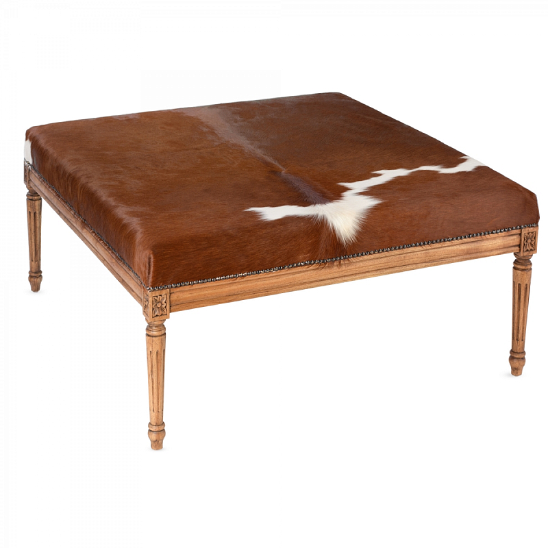 Пуф коричневая натуральная шкура Louie Cowhide Ottoman Коричневый Золотой дуб Пуф коричневая натуральная шкура Louie Cowhide Ottoman Коричневый Золотой дуб в Костроме | Loft Concept
