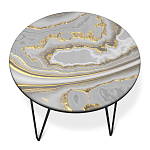 Стол журнальный c круглой столешницей из стекла серого цвета Gray and Gold Marble варинант исполнения - 2 | Loft Concept в Костроме