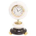 Часы настольные бронзовые из натуральных камней Мрамор и Змеевик Stone Clock варинант исполнения - 1 | Loft Concept в Костроме