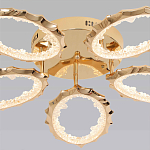 Потолочная люстра с 5-ю светодиодными лампами с золотистым каркасом Ring of Fire варинант исполнения - 2 | Loft Concept в Костроме