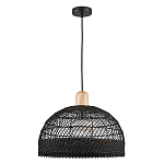 Подвесной светильник с округлым абажуром из черного ротанга Wicker Furniture варинант исполнения - 2 | Loft Concept в Костроме