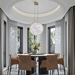 Светодиодный подвесной светильник круглой формы с металлической рамой золотого цвета Marble Glow 47 варинант исполнения - 6 | Loft Concept в Костроме