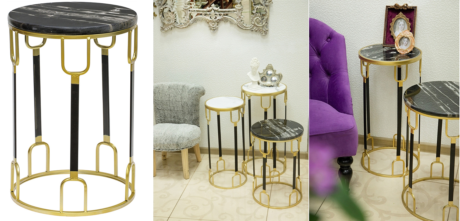 Приставной стол Dorius Side Table black marble high Приставной стол Dorius Side Table black marble high - Loft-Concept в Костроме