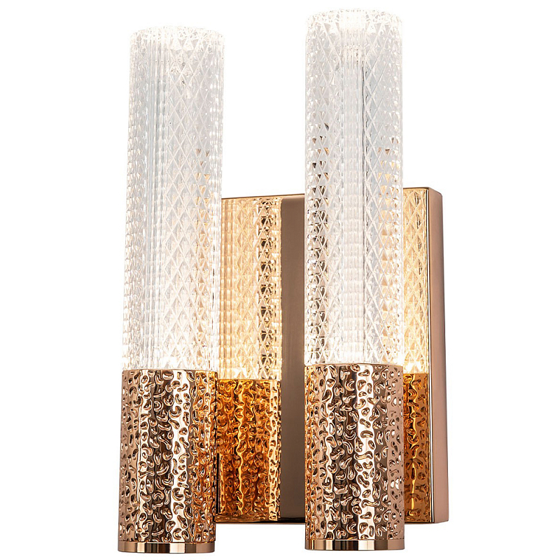 Бра с двумя плафонами Dew Drops Tube Duo Gold Wall Lamp Золотой Прозрачный Бра с двумя плафонами Dew Drops Tube Duo Gold Wall Lamp Золотой Прозрачный в Костроме | Loft Concept