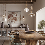 Бра со стеклянным плафоном конусообразной формы и декоративной вставкой из джута Tectona  варинант исполнения - 4 | Loft Concept в Костроме