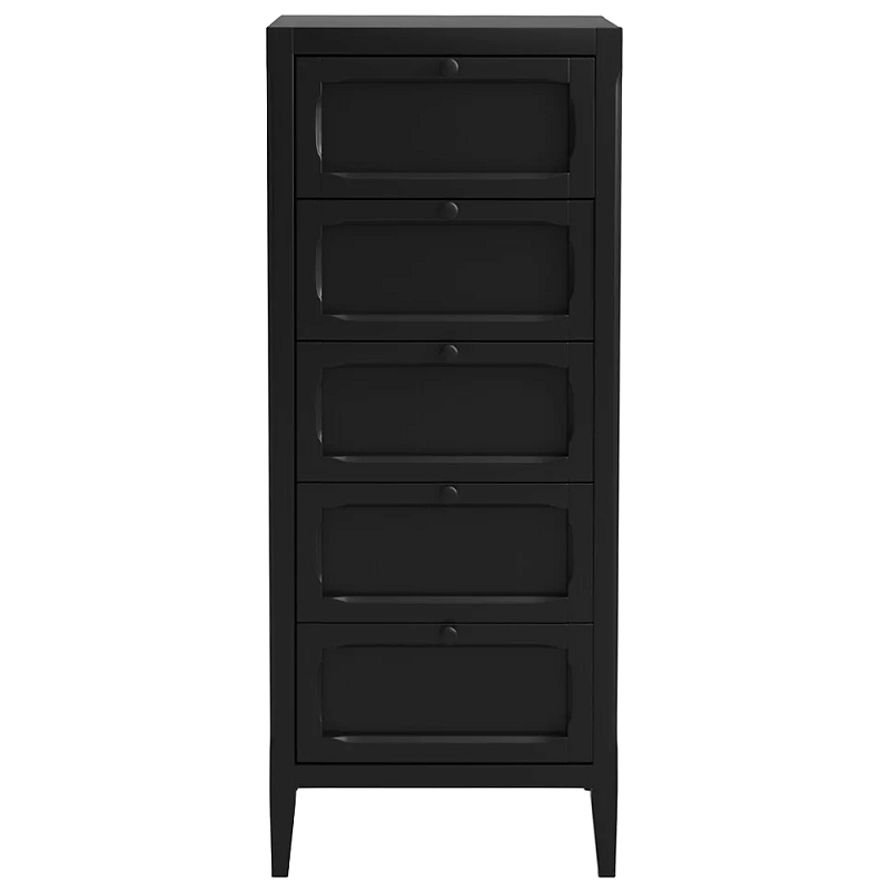 Комод узкий с 5-ю ящиками черный Silva Black Chest of Drawers Черный Комод узкий с 5-ю ящиками черный Silva Black Chest of Drawers Черный в Костроме | Loft Concept