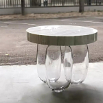 Дизайнерский журнальный стол на 3-х овальных прозрачных ножках Tukutic варинант исполнения - 2 | Loft Concept в Костроме