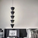 Подвесной светильник светодиодный в виде ряда черных металлических конусов  Herringbone варинант исполнения - 5 | Loft Concept в Костроме