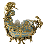 Чаша голубого цвета с оранментом и и бронзовыми фигурами леопардов Eden Garden варинант исполнения - 2 | Loft Concept в Костроме