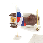 Настольный письменный набор из мрамора и лемезита с гербом и флагом России Marble Accessory варинант исполнения - 3 | Loft Concept в Костроме
