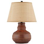 Настольная лампа темно-коричневая с тканевым абажуром в форме конуса Сhieftain варинант исполнения - 3 | Loft Concept в Костроме