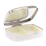 Таблетница карманная прямоугольная на 2 отделения с зеркалом и накладкой из натурального камня Лазурит Silver Stone Pillboxes варинант исполнения - 3 | Loft Concept в Костроме