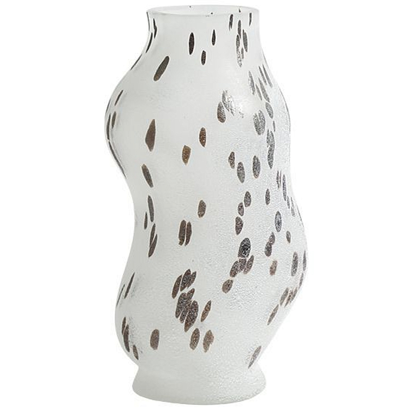 Декоративная ваза из стекла Wavy Glass Vase S Белое матовое стекло Коричневый Декоративная ваза из стекла Wavy Glass Vase S Белое матовое стекло Коричневый в Костроме | Loft Concept