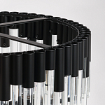 Люстра круглая из матового черного металла с подвесками из прозрачных стеклянных трубок Noir Tubes варинант исполнения - 9 | Loft Concept в Костроме