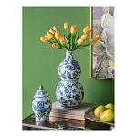 Ваза фигурная с сине-зелеными узорами распустившихся цветов Blossoming Spring варинант исполнения - 4 | Loft Concept в Костроме