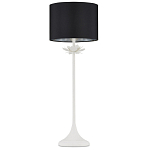 Настольная лампа с декором в виде белого цветка магнолии на каркасе и черным абажуром White Magnolia варинант исполнения - 3 | Loft Concept в Костроме