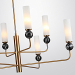 Люстра на штанге с 8-ю цилиндрическими матовыми плафонами и шарами из камня Orb Essence варинант исполнения - 7 | Loft Concept в Костроме