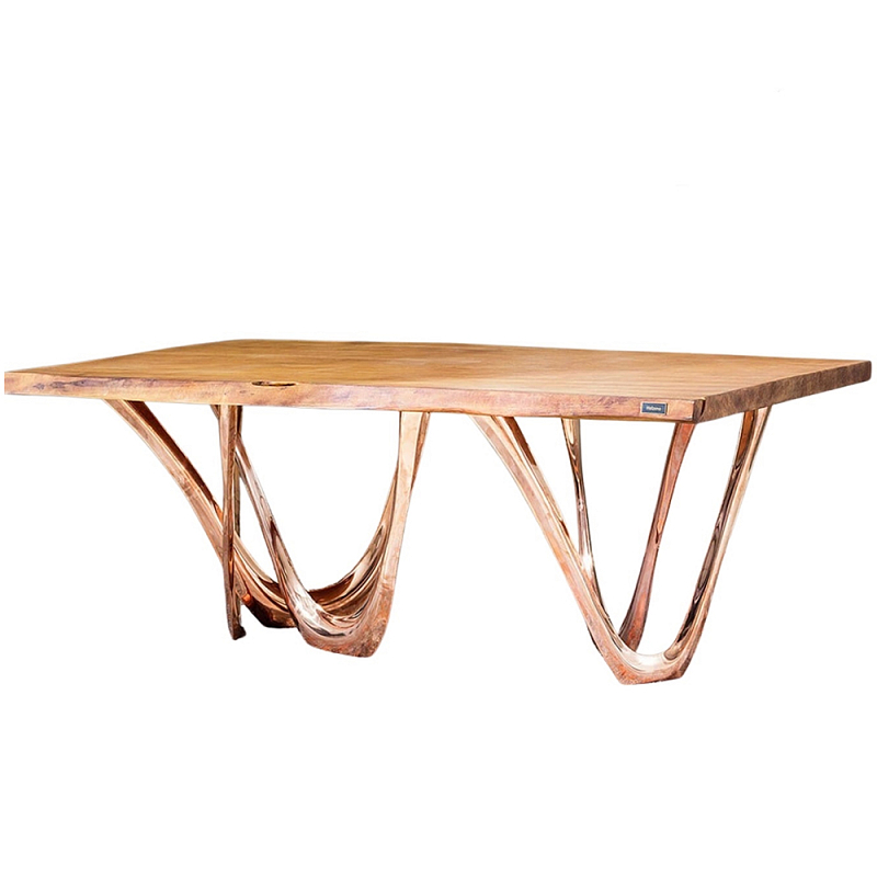 Обеденный стол прямоугольный с фигурными ножками G-table Золотой Обеденный стол прямоугольный с фигурными ножками G-table Золотой в Костроме | Loft Concept