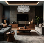 Круглая люстра с хрустальными подвесками на серебряном каркасе Gorgeous Crystal Light варинант исполнения - 12 | Loft Concept в Костроме