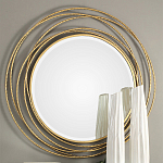 Золотое настенное круглое зеркало Golden Orbit варинант исполнения - 1 | Loft Concept в Костроме