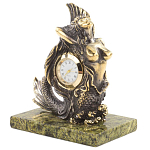 Часы настольные бронзовые в виде русалочки из натурального камня Змеевик Mermaid Stone Clock варинант исполнения - 2 | Loft Concept в Костроме