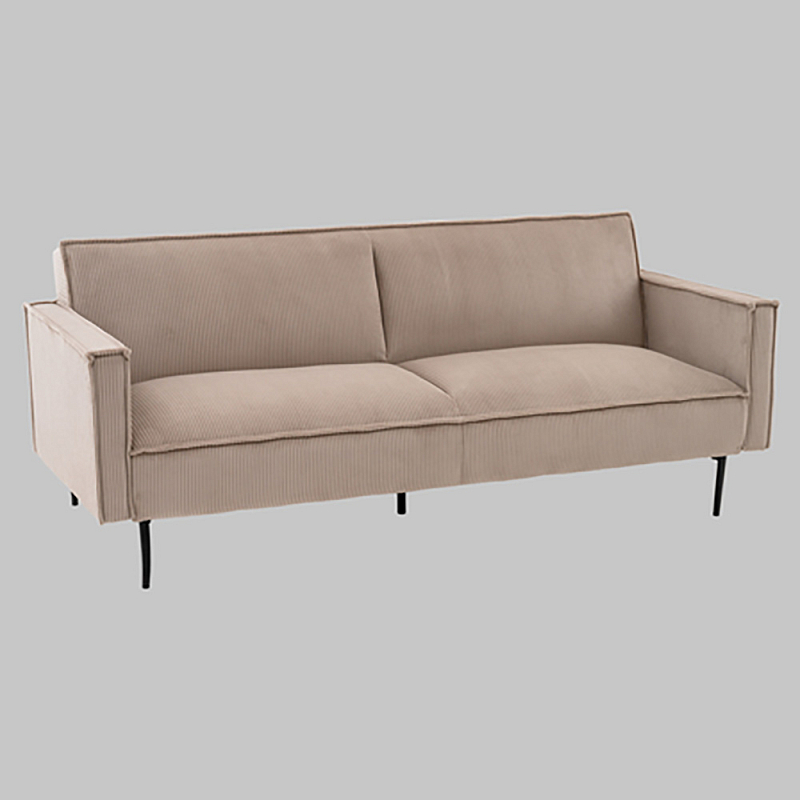 Диван современный вельветовый прямой Worcester Бежевый  Капучино  Черный в Костроме | Loft Concept 