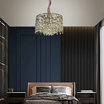 Люстра круглая с хрустальными подвесками на золотистом каркасе Roul Crystal Light варинант исполнения - 13 | Loft Concept в Костроме