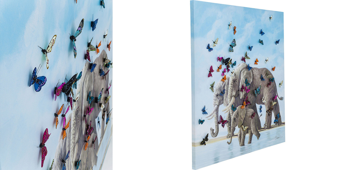 Картина Elephants with Butterflies painting Картина Elephants with Butterflies painting - Loft-Concept в Костроме