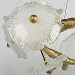 Люстра подвесная круглая с ветвистыми бронзовыми элементами и стеклянными рифлеными дисками Textured Glass Chandelier варинант исполнения - 4 | Loft Concept в Костроме