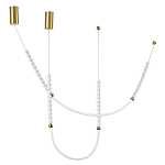 Подвесной светильник с 3-мя изогнутыми плафонами и белыми декоративными шариками PEARLS Suspension варинант исполнения - 2 | Loft Concept в Костроме