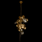 Люстра подвесная вытянутой формы с плафонами из стекла и металла с тремя вертикальными подвесками Gilded Mirage  варинант исполнения - 7 | Loft Concept в Костроме