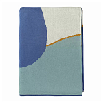 Плед из хлопка синего цвета с абстрактным принтом Elysian Flow Ocean варинант исполнения - 2 | Loft Concept в Костроме