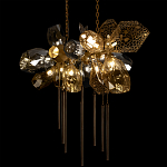 Люстра подвесная с 18-ю стеклянными плафонами с вертикальными подвесками Gilded Mirage  варинант исполнения - 8 | Loft Concept в Костроме