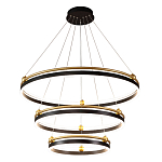 Люстра подвесная с тремя кольцами черного и золотого цвета Ring Horizontal варинант исполнения - 2 | Loft Concept в Костроме