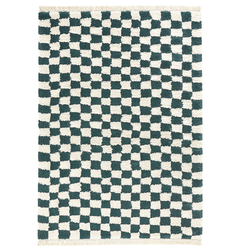 Ковер с шахматным принтом Chess Layout с эффектом шерсти Коньяк Зеленый Черный Ковер с шахматным принтом Chess Layout с эффектом шерсти Коньяк Зеленый Черный в Костроме | Loft Concept