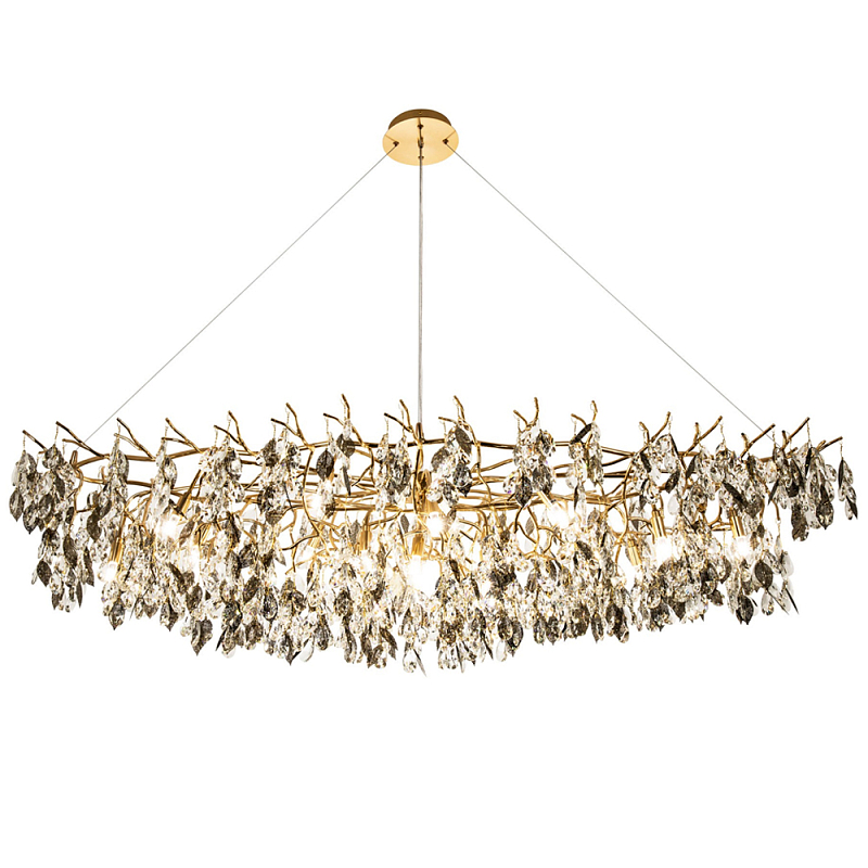 Люстра с хрустальными подвесками и металлическими в виде листьев Fairytree Light Chandelier 20 Золотой Прозрачный Люстра с хрустальными подвесками и металлическими в виде листьев Fairytree Light Chandelier 20 Золотой Прозрачный в Костроме | Loft Concept
