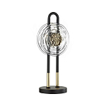 Настольная лампа черного цвета с круглым прозрачным стеклянным плафоном Virelia  варинант исполнения - 1 | Loft Concept в Костроме