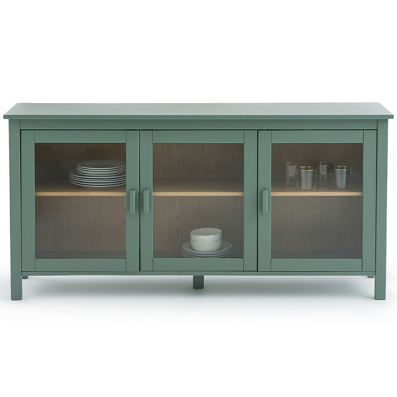 Шкаф-витрина низкий Cosette Cabinet Зеленый шалфей Прозрачное Стекло Древесина Шкаф-витрина низкий Cosette Cabinet Зеленый шалфей Прозрачное Стекло Древесина в Костроме | Loft Concept