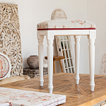 Банкетка одноместная из массива бука бежевая с растительным орнаментом Raffael Beige Floral Banquette варинант исполнения - 6 | Loft Concept в Костроме