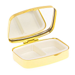 Таблетница карманная прямоугольная с 2-мя отделениями с зеркалом и накладкой из натурального камня Флюорит Gold Stone Pillboxes варинант исполнения - 3 | Loft Concept в Костроме