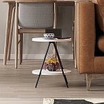 Стол приставной с 2-мя круглыми белыми столешницами ESSEL SIDE TABLE WHITE варинант исполнения - 10 | Loft Concept в Костроме