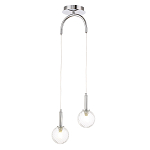 Подвесной светильник с 2-мя рельефными прозрачными плафонами из стекла и основанием цвета Хром Perforated Glass Bubbles варинант исполнения - 2 | Loft Concept в Костроме